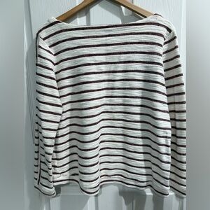 Alexander Jordan Cotton Soft Striped Boatneck Sailing Sweater White Burgundy